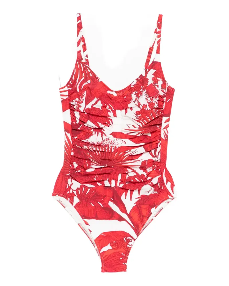 Maryan Mehlhorn ruffled floral-print swimsuit - Nude Nude