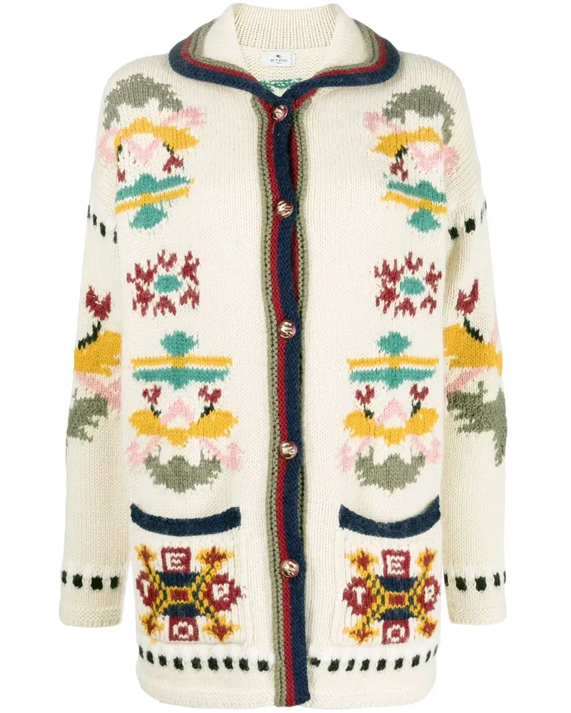 Etro Intarsien-Cardigan - Weiß Weiß