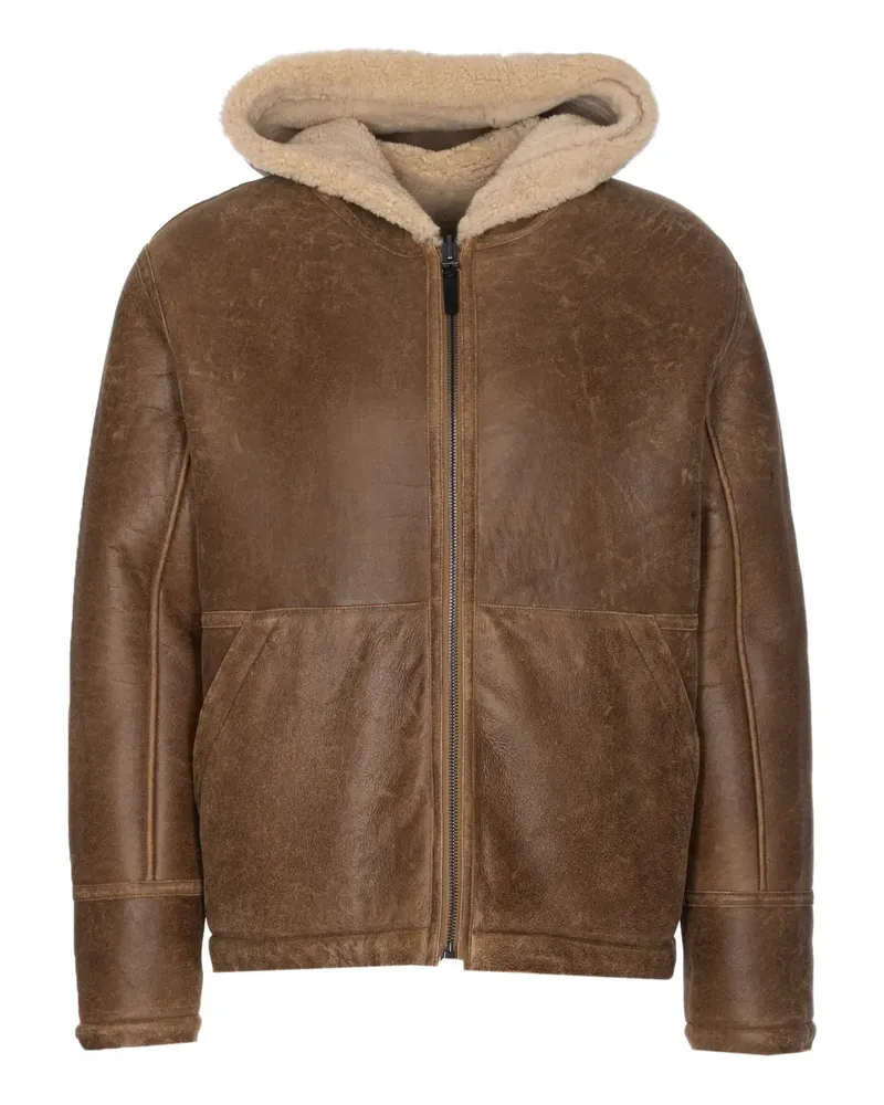 Yves Salomon Wendbare Kapuzenjacke aus Shearling - Nude Nude