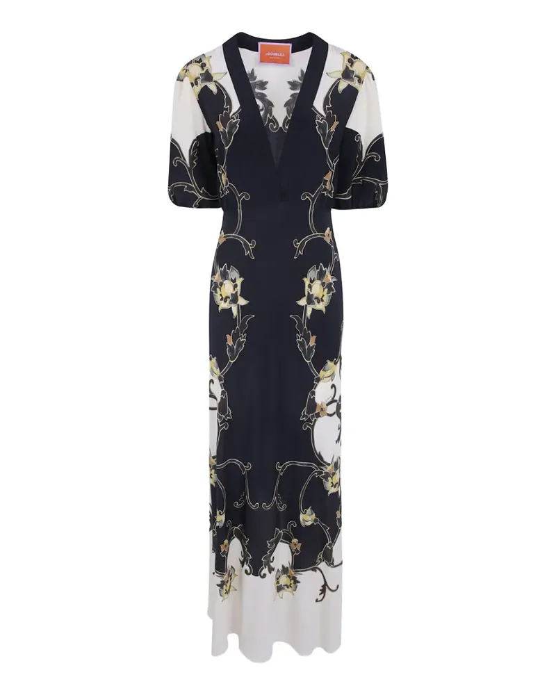 La DoubleJ Buttercup Placée Black in Crepe de Chine Marlene Kleid - Schwarz Schwarz