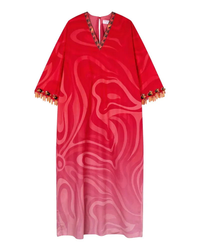 Emilio Pucci Kaftan aus Popeline mit Marmo-Degradé-Print - Rot Rot