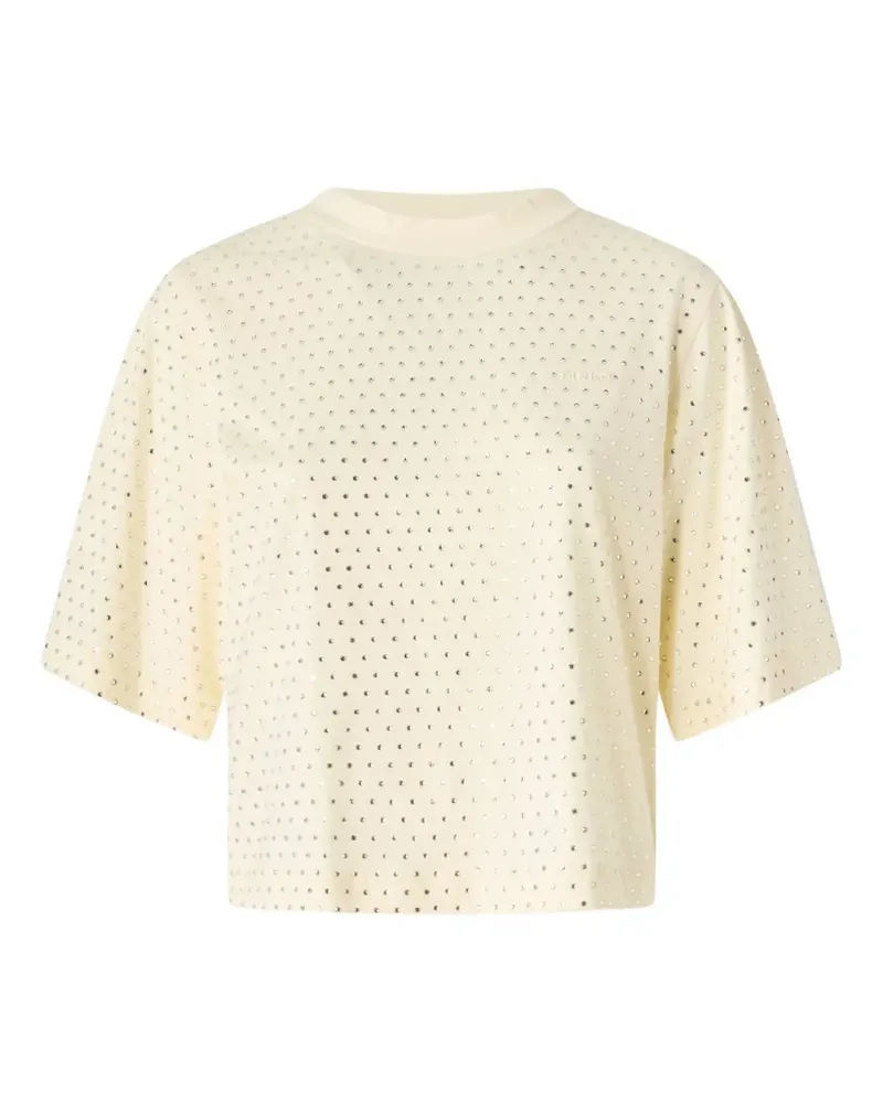 Pinko T-shirt with rhinestones and logo - Gelb Gelb