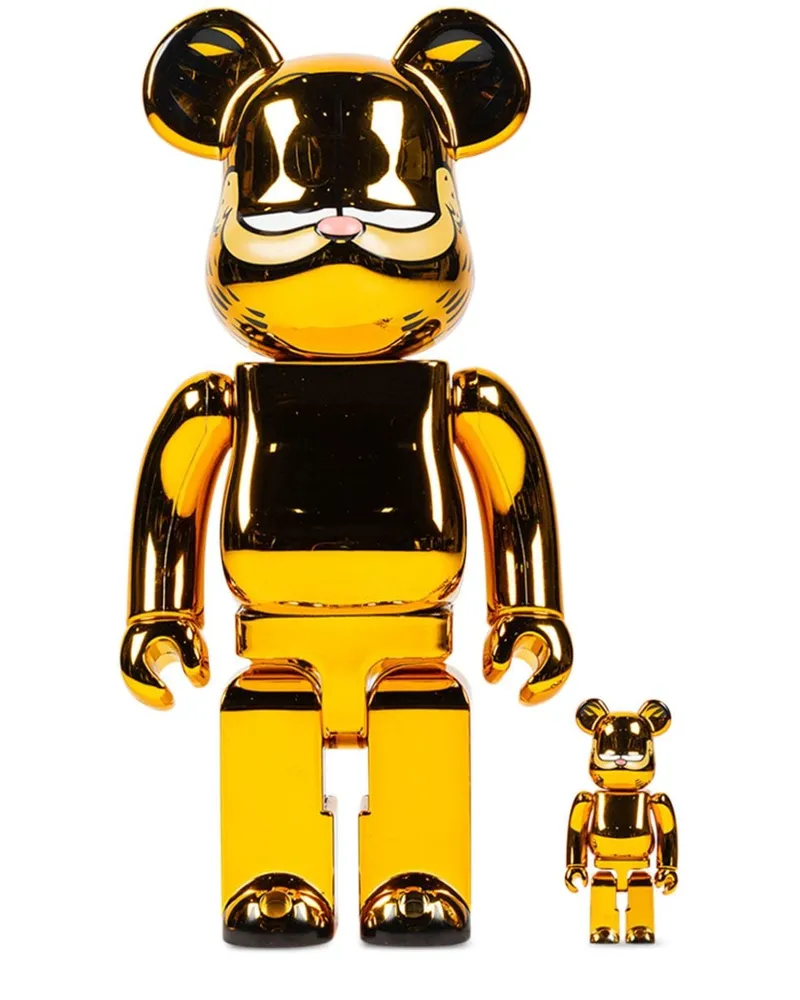 Medicom Toy x Garfield "Gold Chrome Ver" BE@RBRICK 100% und 400% Figuren-Set Gelb