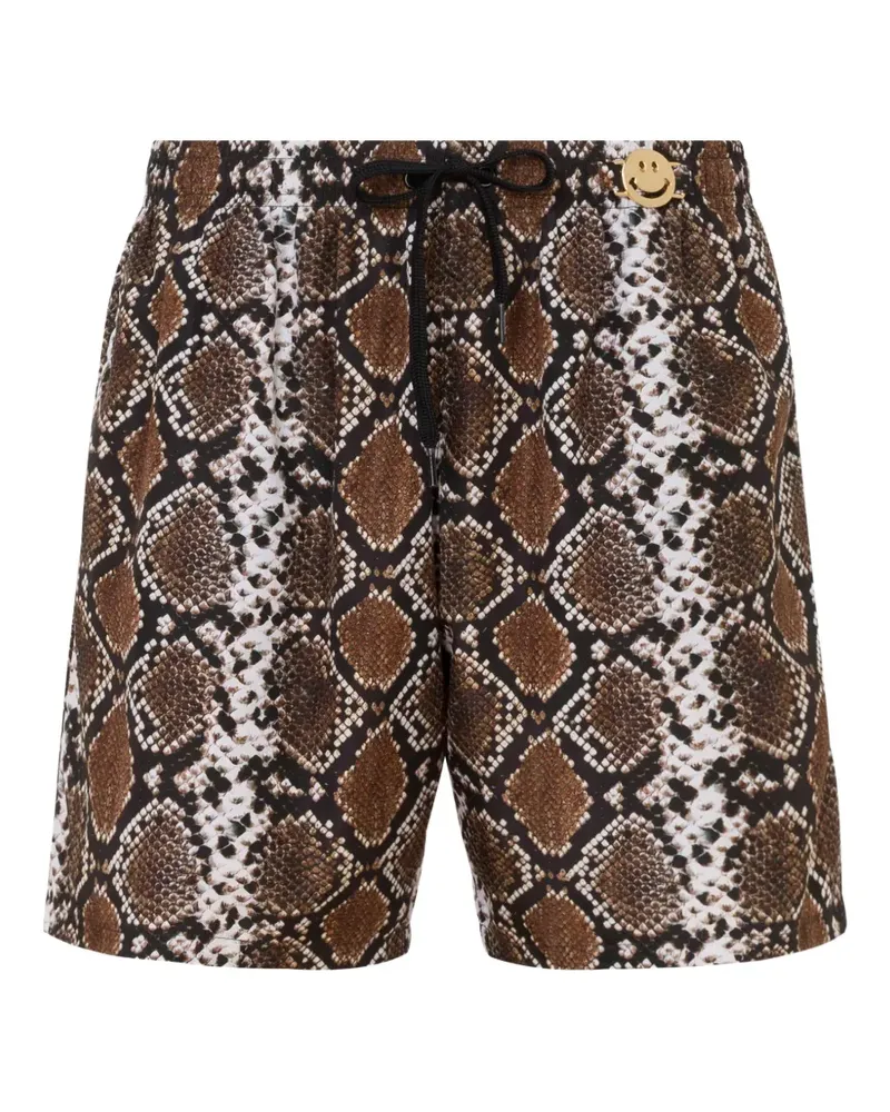 Moschino snakeskin-print Smiley swimming shorts - Braun Braun