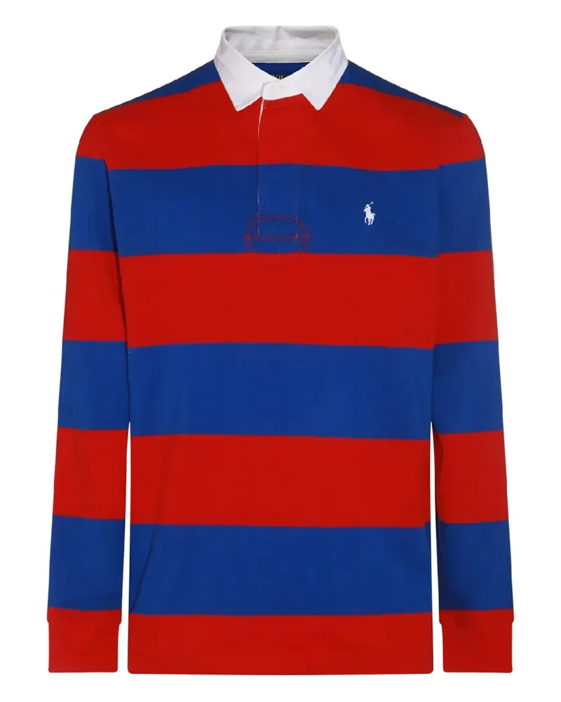 Ralph Lauren striped embroidered-logo long-sleeved polo-shirt - Rot Rot