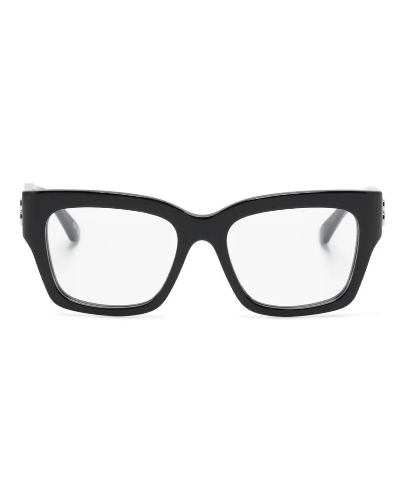 Balenciaga Eckige Brille mit Logo-Schild - Schwarz Schwarz