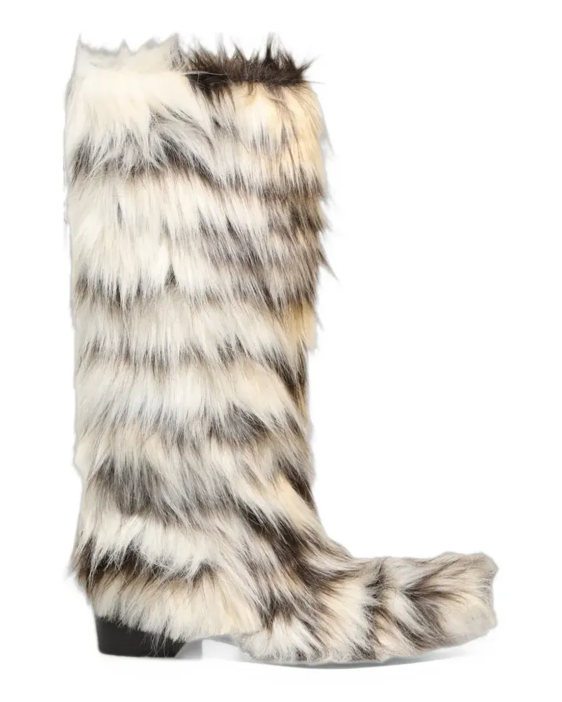 Dolce & Gabbana faux-fur knee-high boots - Nude Nude