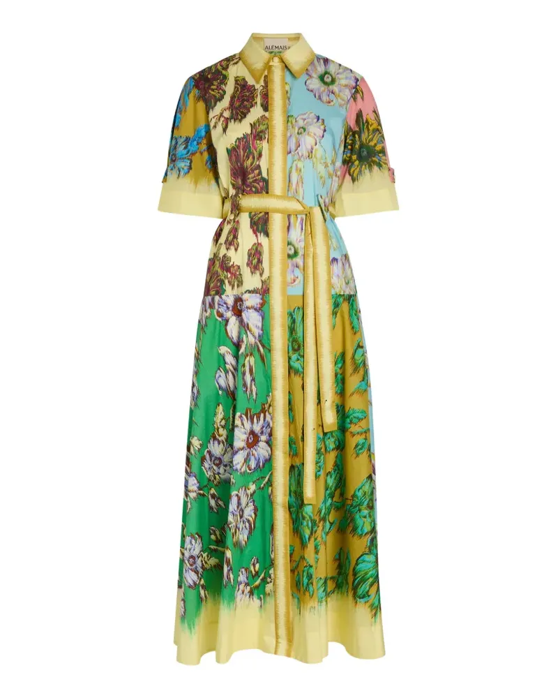 ALEMAIS Jerry floral-print belted maxi shirt dress - Gelb Gelb