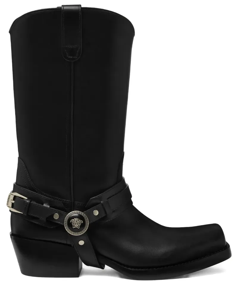 Versace Cowboystiefel aus Leder - Schwarz Schwarz