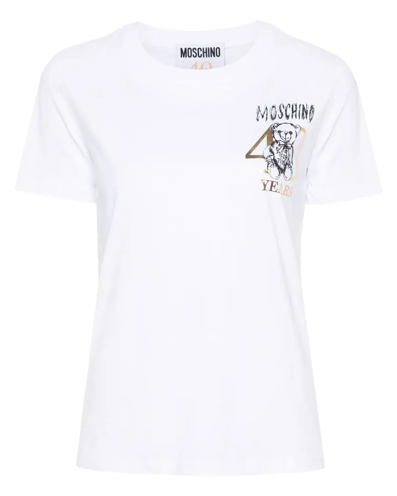 Moschino T-Shirt mit Teddy-Print Weiß