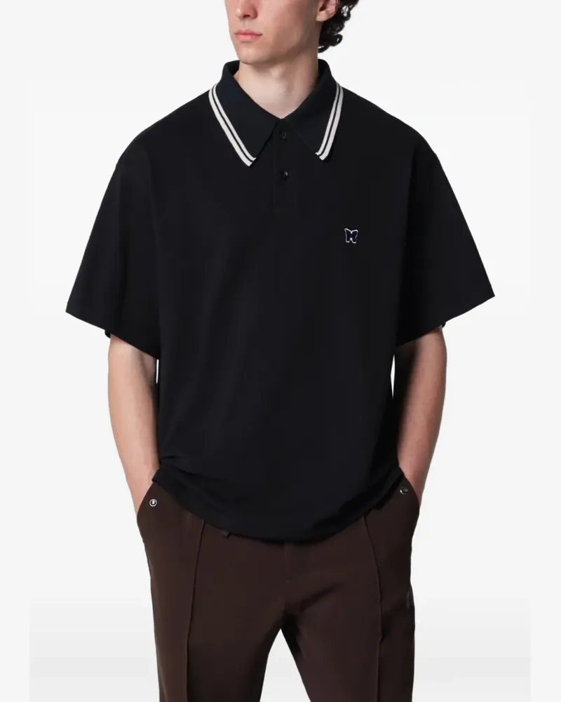NEEDLES logo-embroidered cotton polo shirt - Schwarz Schwarz