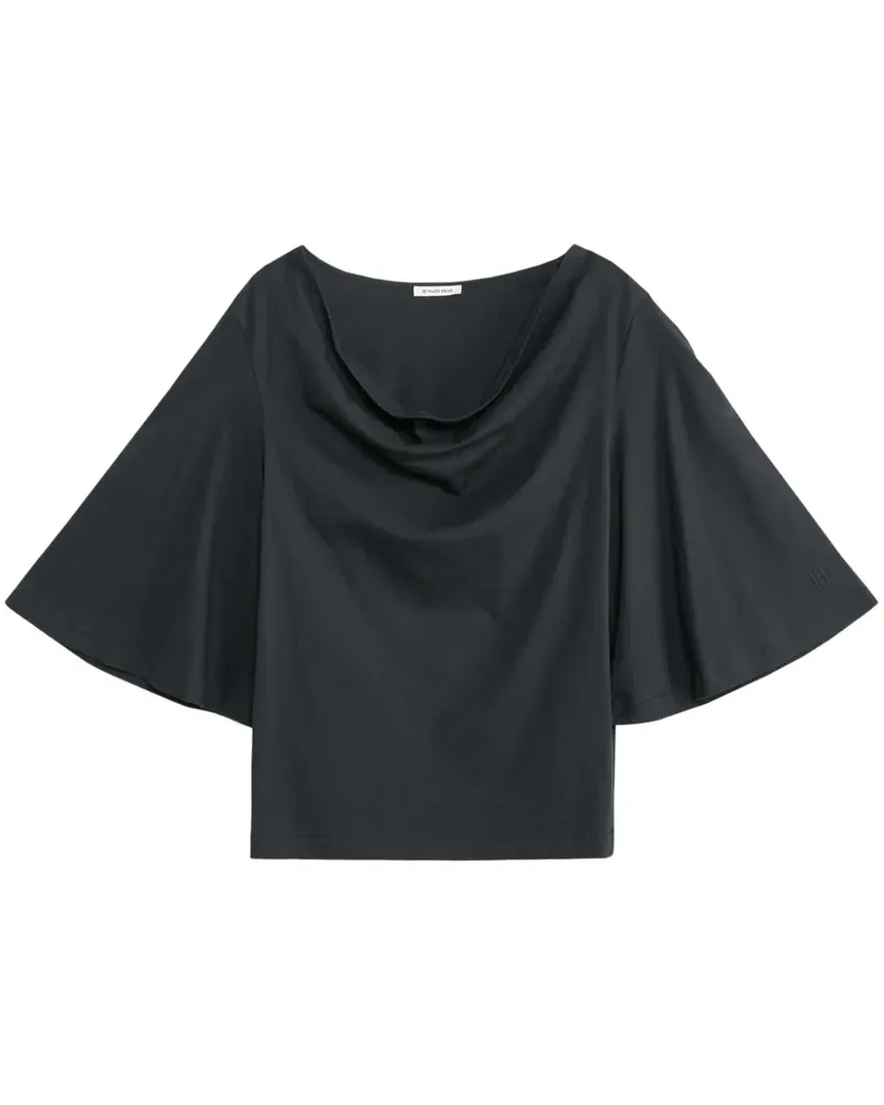 By Malene Birger T-Shirt mit drapiertem Kragen - Schwarz Schwarz
