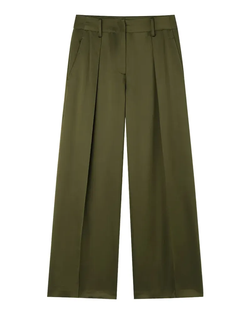 Shanghai Tang satin-finish wide-leg trousers - Grün Grün