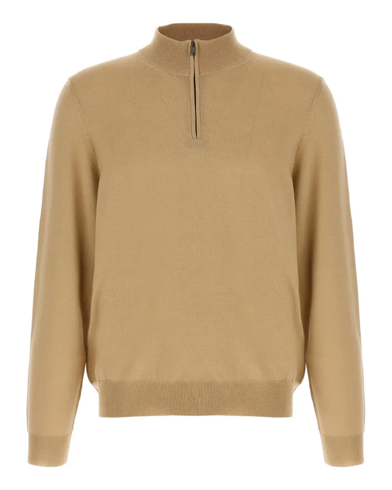 HUGO BOSS Stehkragen-Strick mit Reißverschluss - Nude Nude