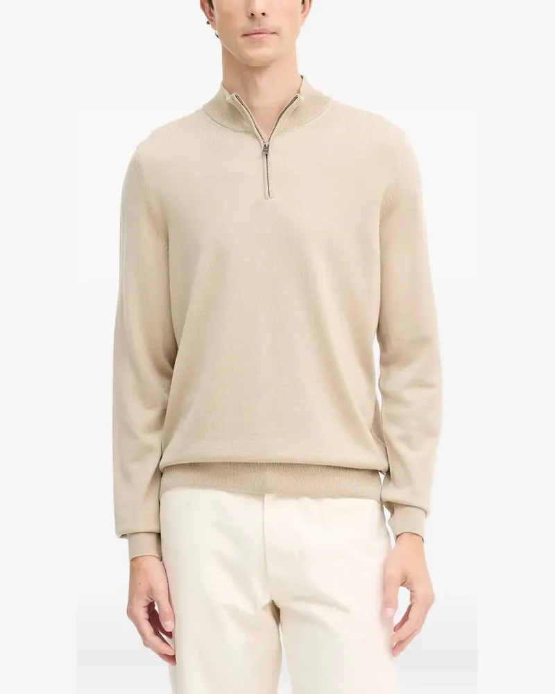 HUGO BOSS Stehkragen-Strick mit Reißverschluss - Nude Nude
