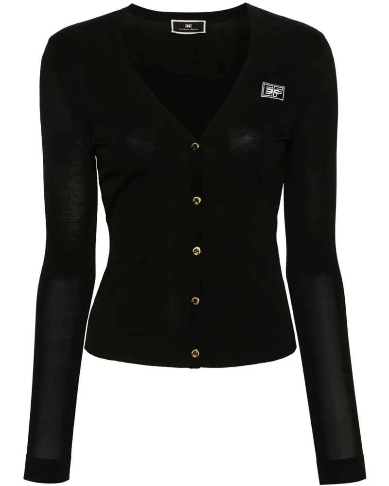 Elisabetta Franchi Jacquard-Cardigan mit Logo Schwarz