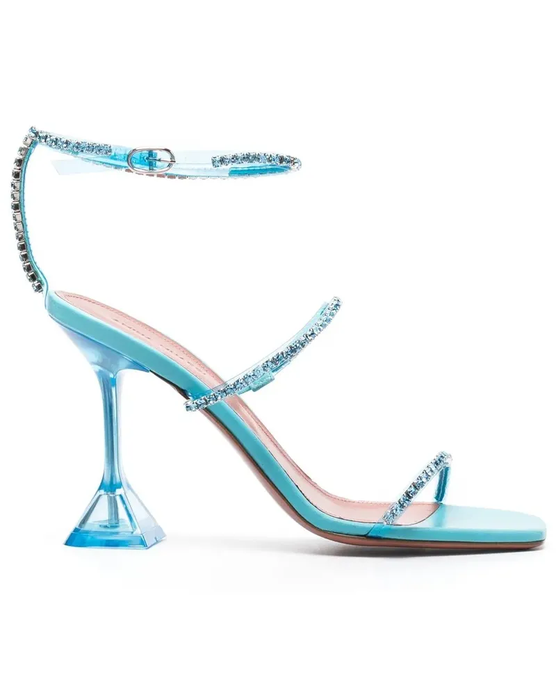 Amina Muaddi Gilda Sandalen mit Kristallen 95mm - Blau Blau
