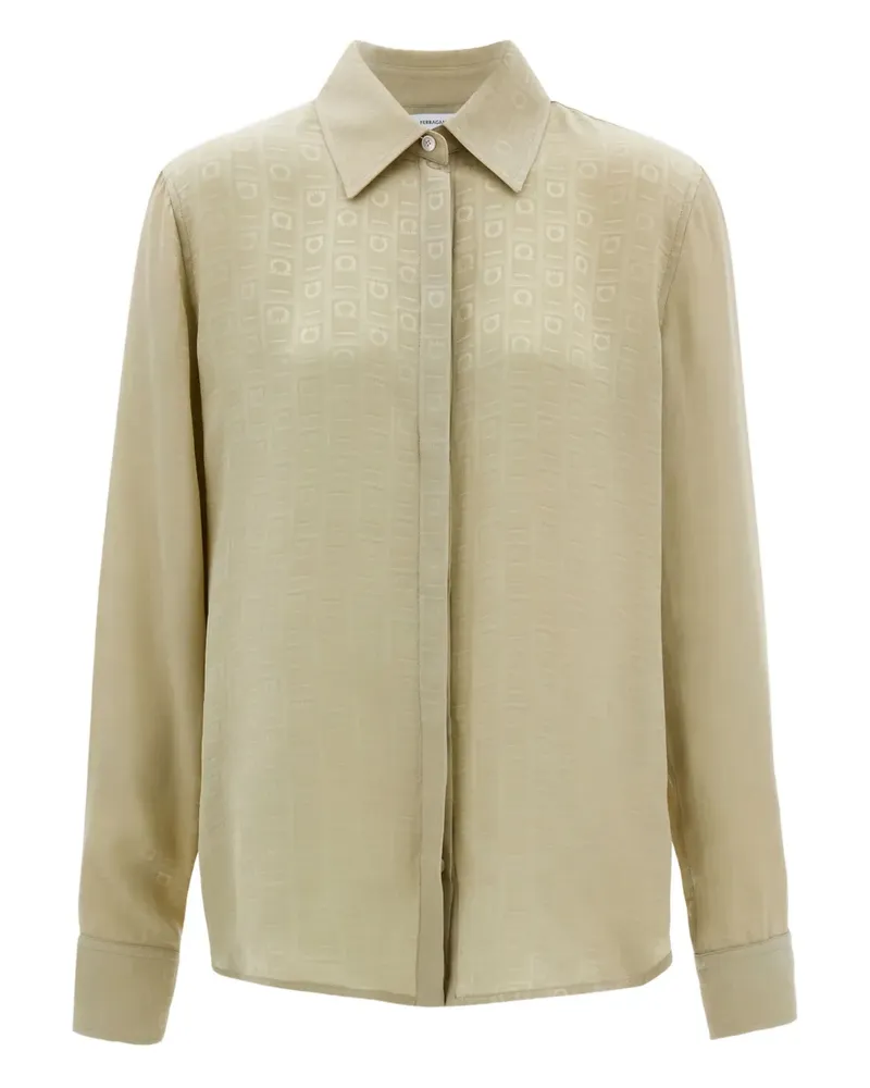 Ferragamo monogram silk shirt - Nude Nude