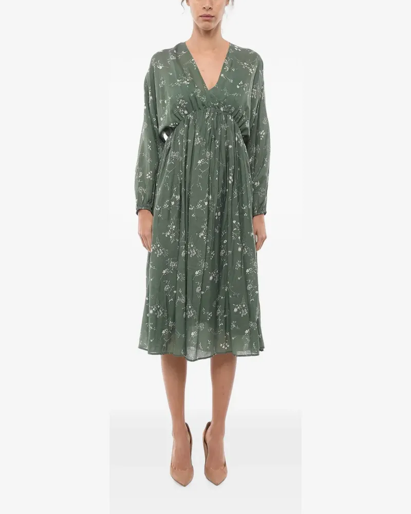 Samsøe & Samsøe Gertrud floral-print long-sleeve midi dress - Grün Grün