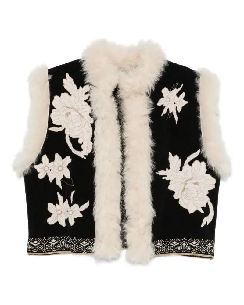 forte_forte Offene Jacke mit Stickereien - Schwarz Schwarz