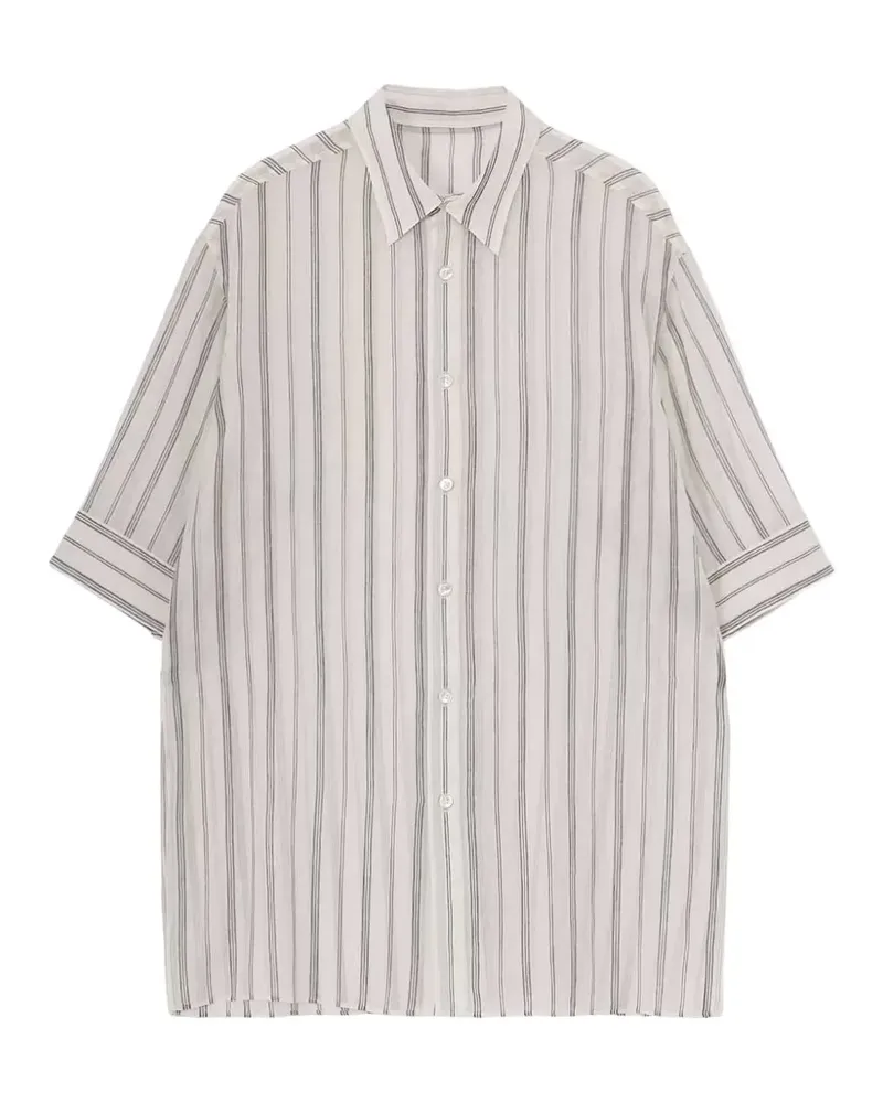 Yohji Yamamoto striped short-sleeve shirt - Weiß Weiß