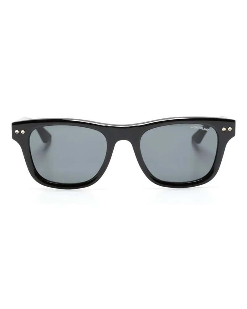 Montblanc Eckige Sonnenbrille mit Logo-Schild Schwarz