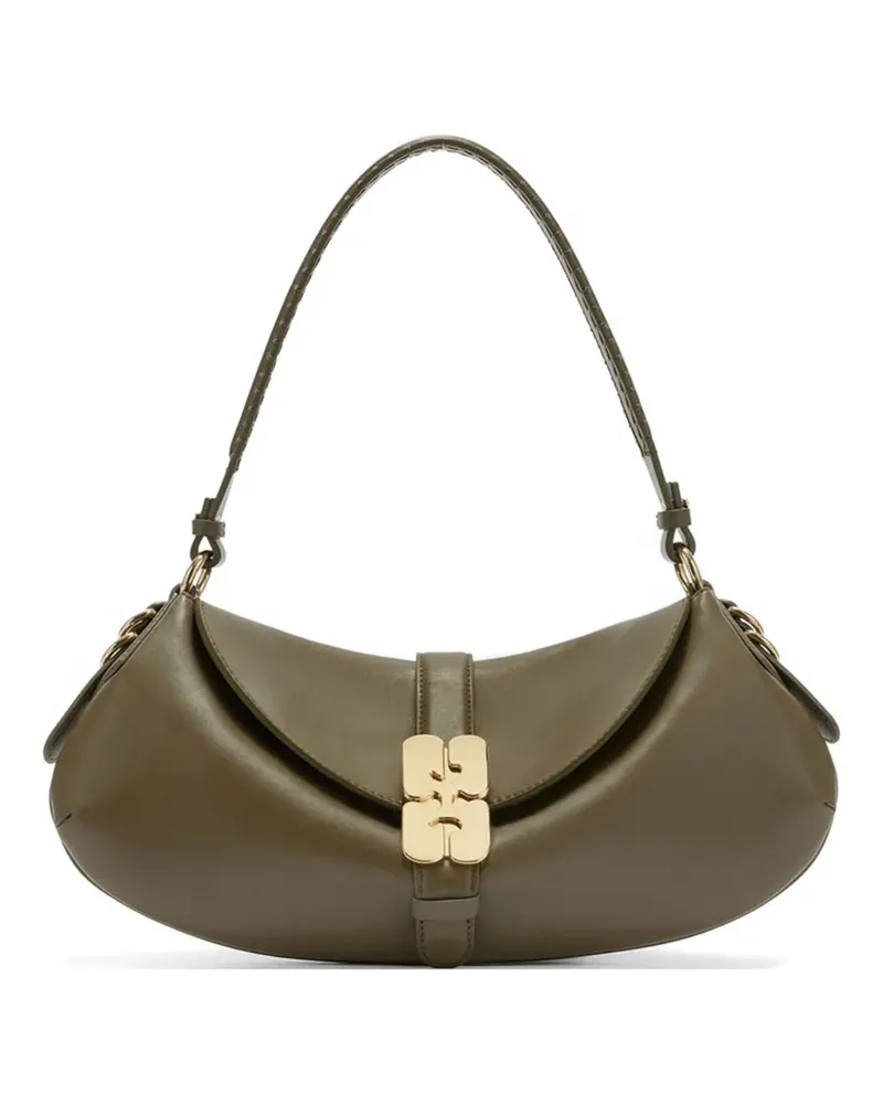 Ganni B-Kat logo-plaque shoulder bag - Grün Grün