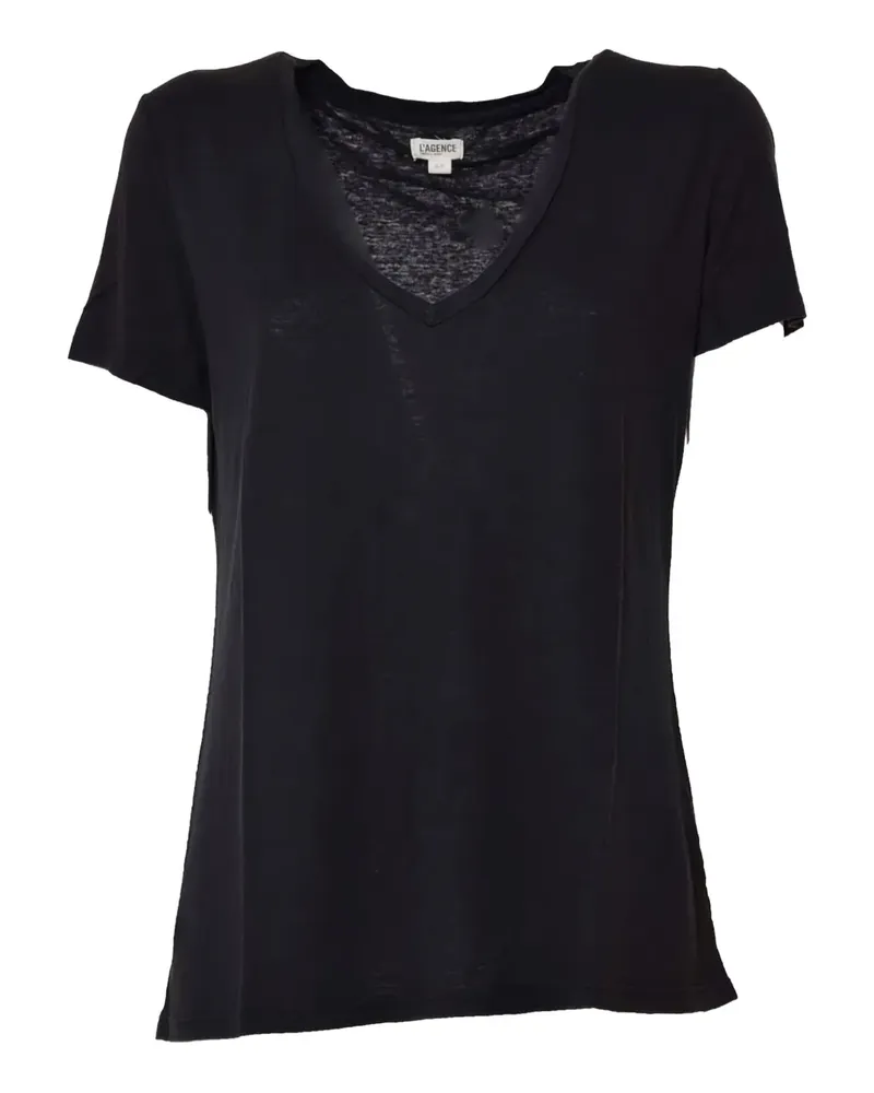 L'Agence T-Shirt aus Leinen - Schwarz Schwarz