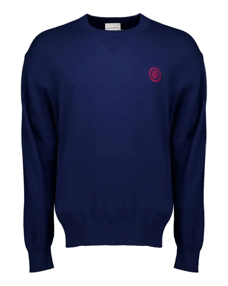 Drôle de Monsieur logo-embroidered V-insert sweater - Blau Blau