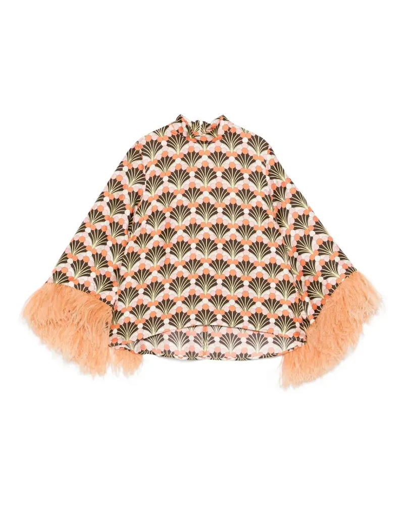 La DoubleJ Oberteil mit Feder-Print - Braun Braun