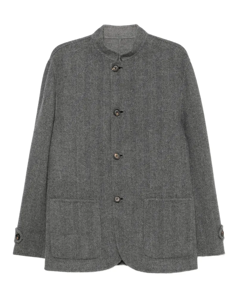 Eleventy herringbone-pattern high-neck coat - Grau Grau