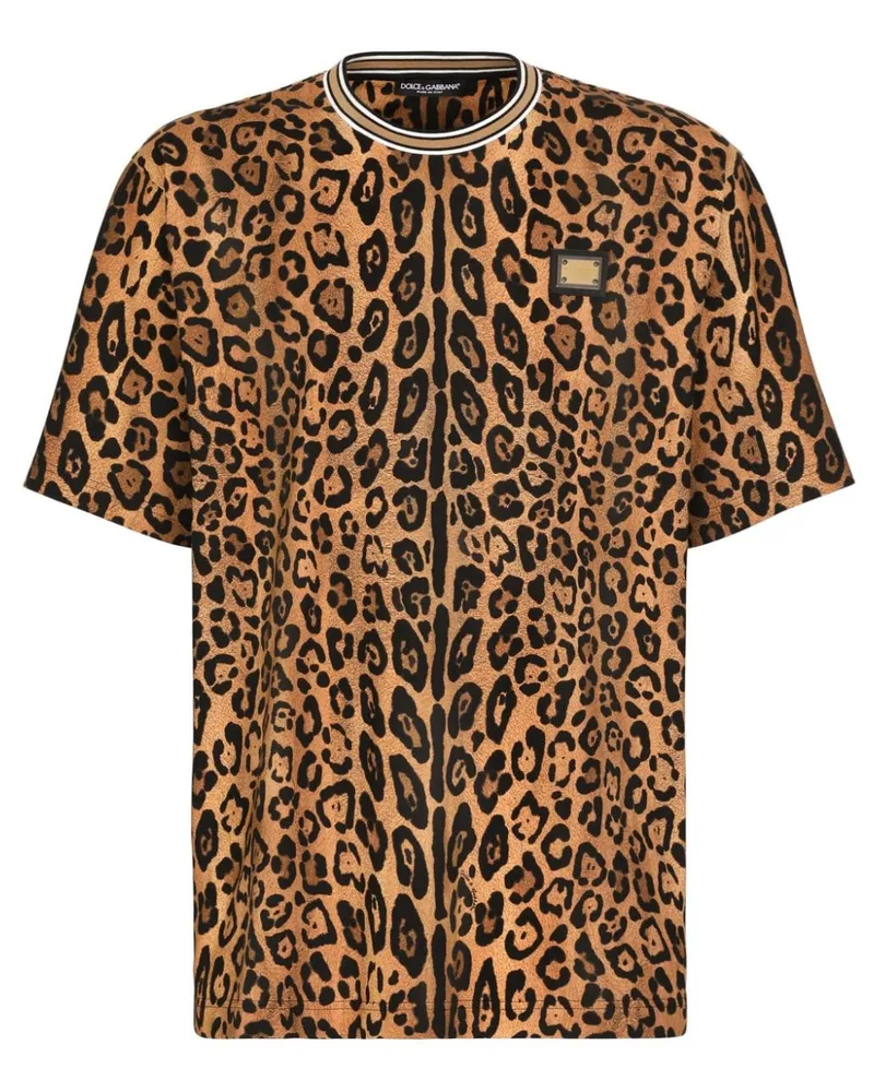 Dolce & Gabbana T-Shirt mit Leoparden-Print - Braun Braun