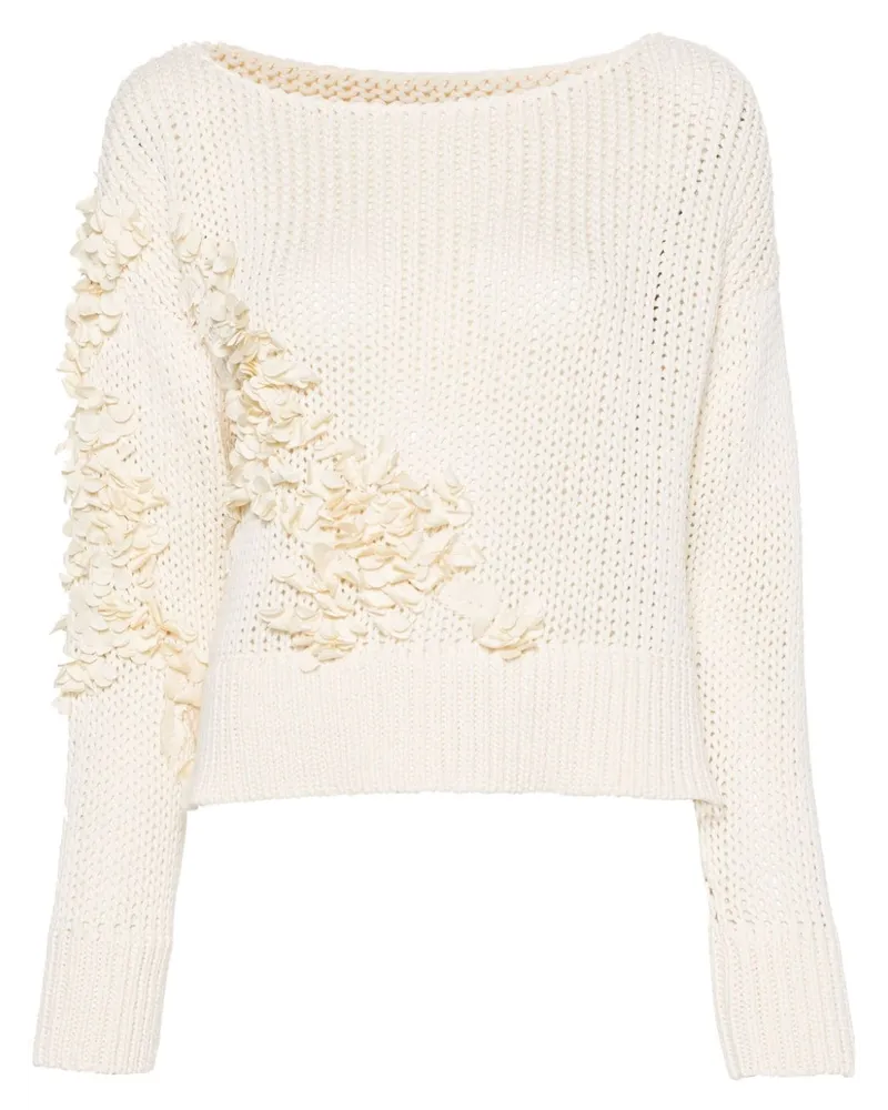 Ermanno Scervino Pullover mit Blumenapplikation Nude