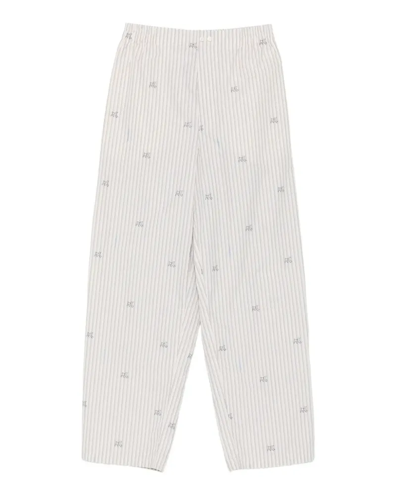 Jacquemus stripe-pattern embroidered trousers - Weiß Weiß
