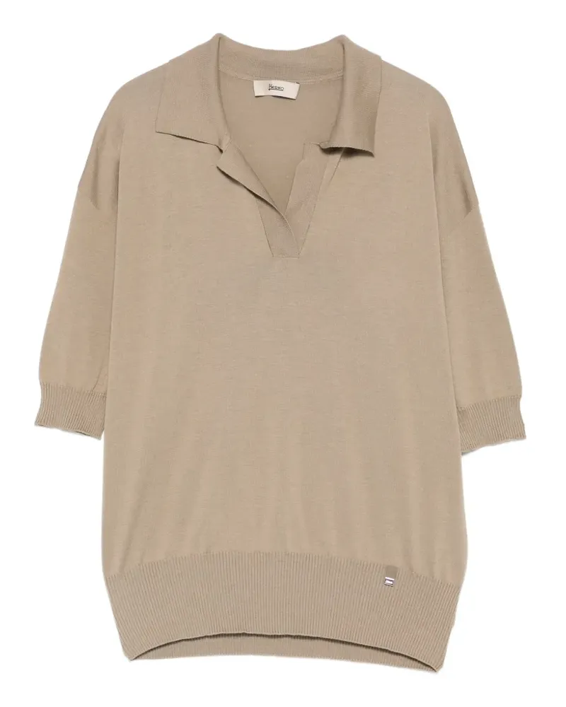 Herno T-Shirt mit V-Ausschnitt - Nude Nude