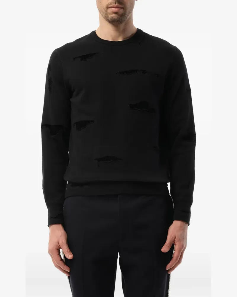 Alexander McQueen Sweatshirt in Distressed-Optik - Schwarz Schwarz