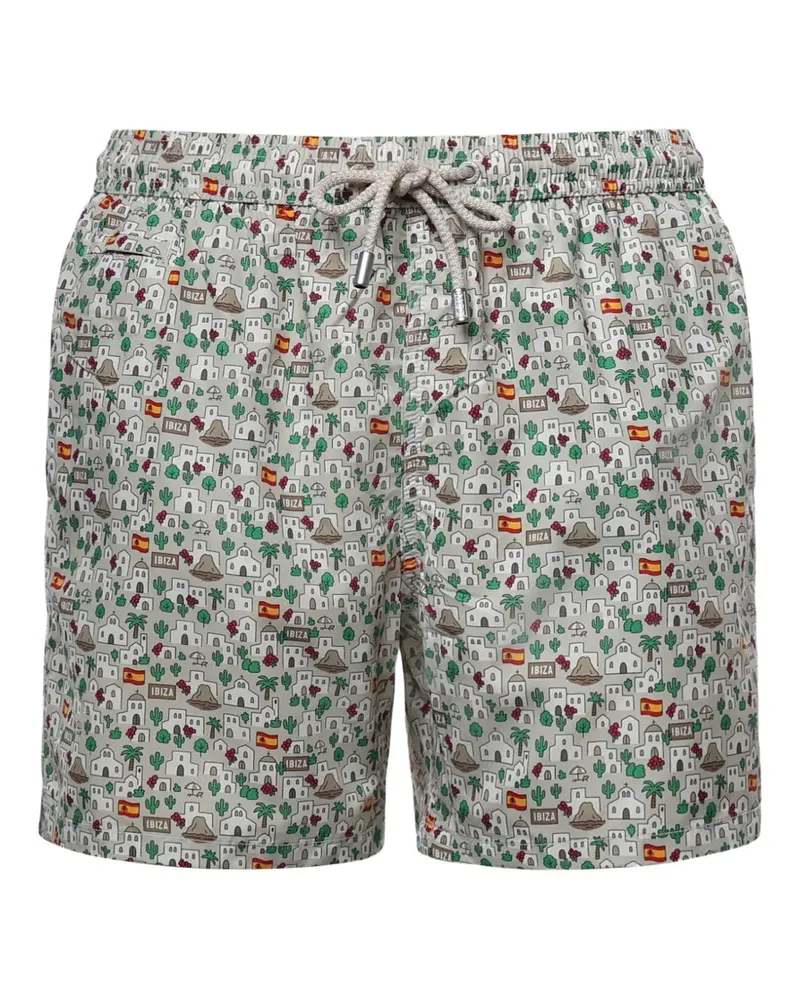 MC2 Saint Barth Ibiza-print drawstring swim shorts - Nude Nude