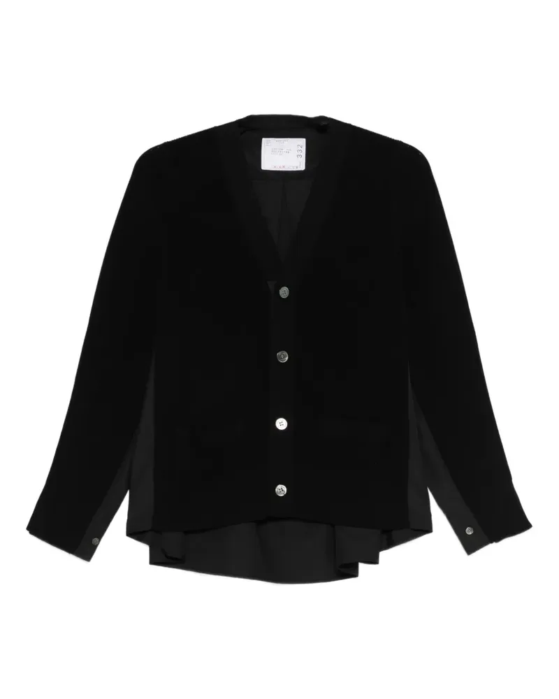 Sacai panelled cardigan - Schwarz Schwarz