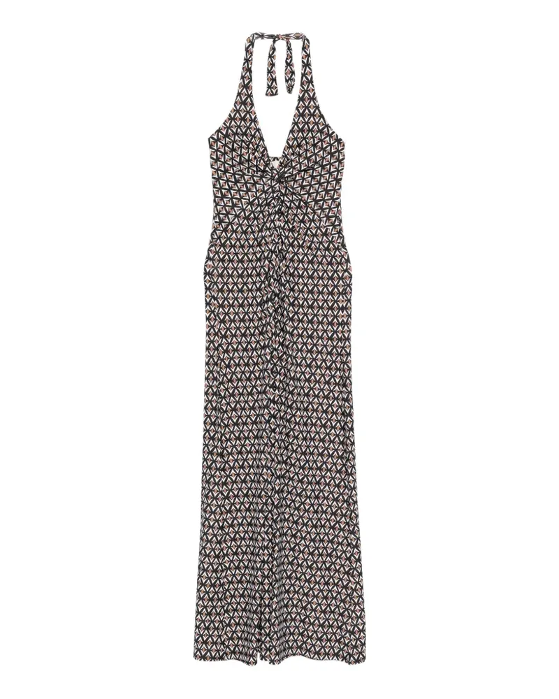 IU Rita Mennoia Neckholder-Kleid mit Muster - Schwarz Schwarz