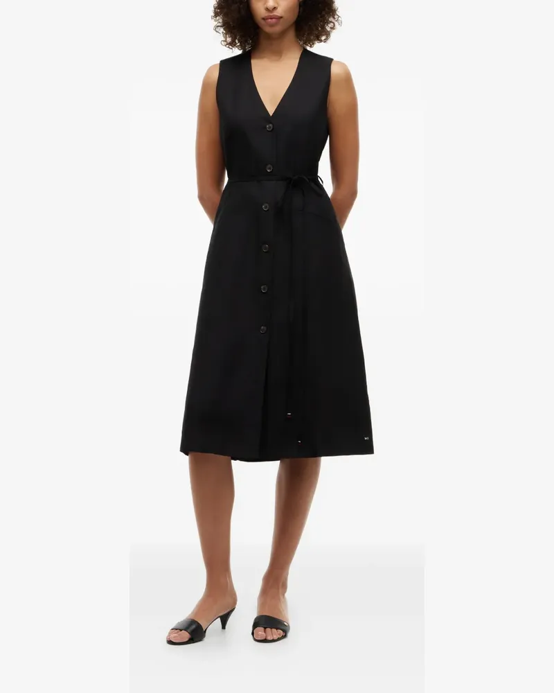 Tommy Hilfiger v-neck midi dress - Schwarz Schwarz