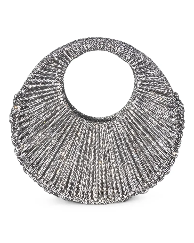 HIBOURAMA Jaya crystal-embellished woven clutch bag - Silber Silber