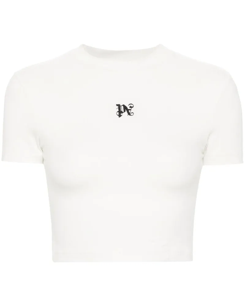 Palm Angels Cropped-T-Shirt mit Logo-Stickerei - Weiß Weiß
