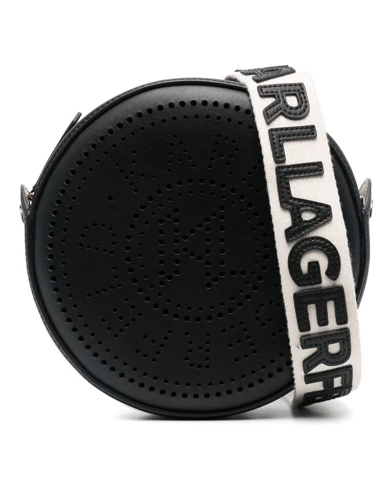 Karl Lagerfeld K/Circle Umhängetasche mit perforiertem Logo - Schwarz Schwarz