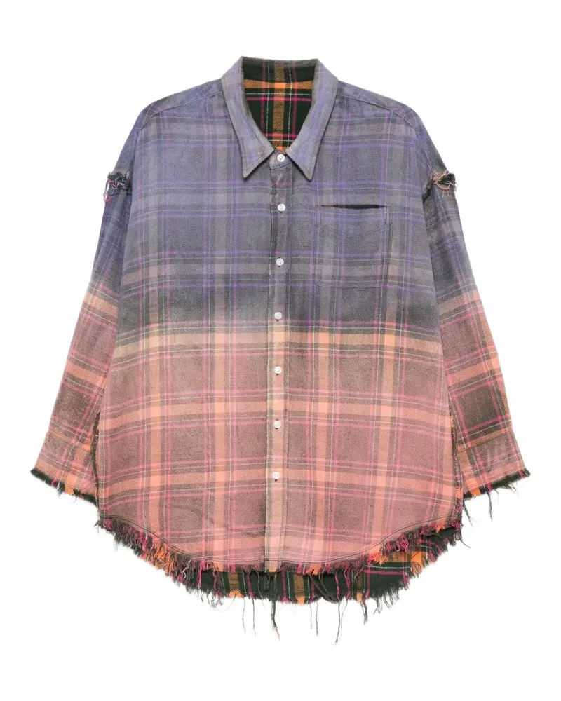 R13 reversible frayed check shirt - Violett Violett