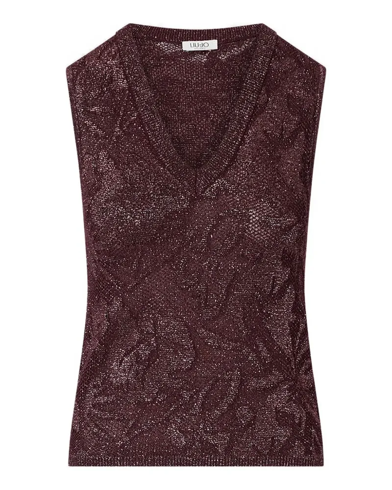 Liu Jo Cropped-Top mit blumigem Jacquardmuster - Violett Violett