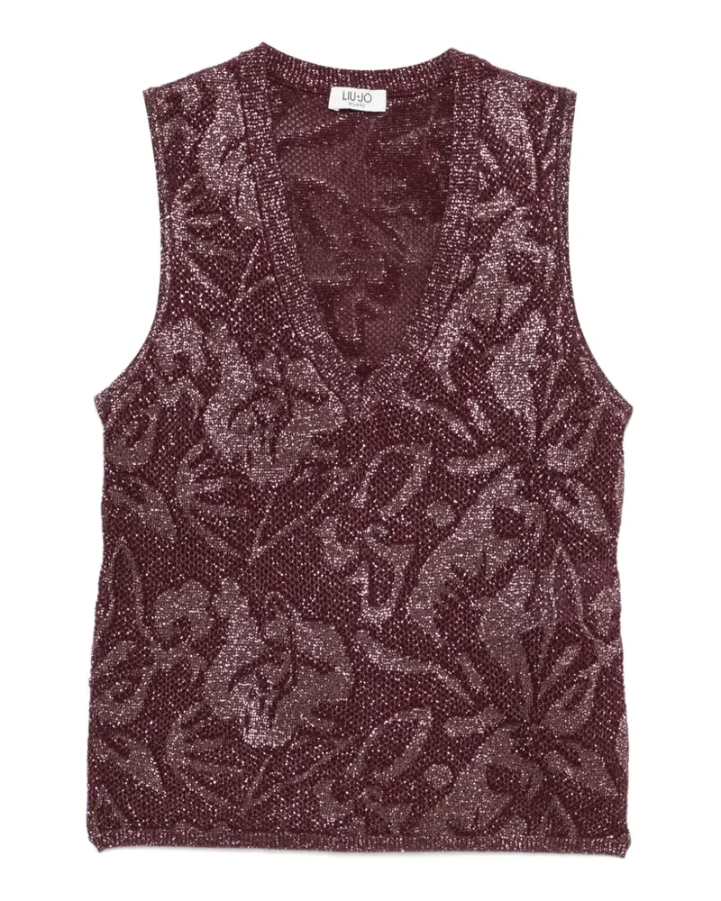 Liu Jo Cropped-Top mit blumigem Jacquardmuster - Violett Violett