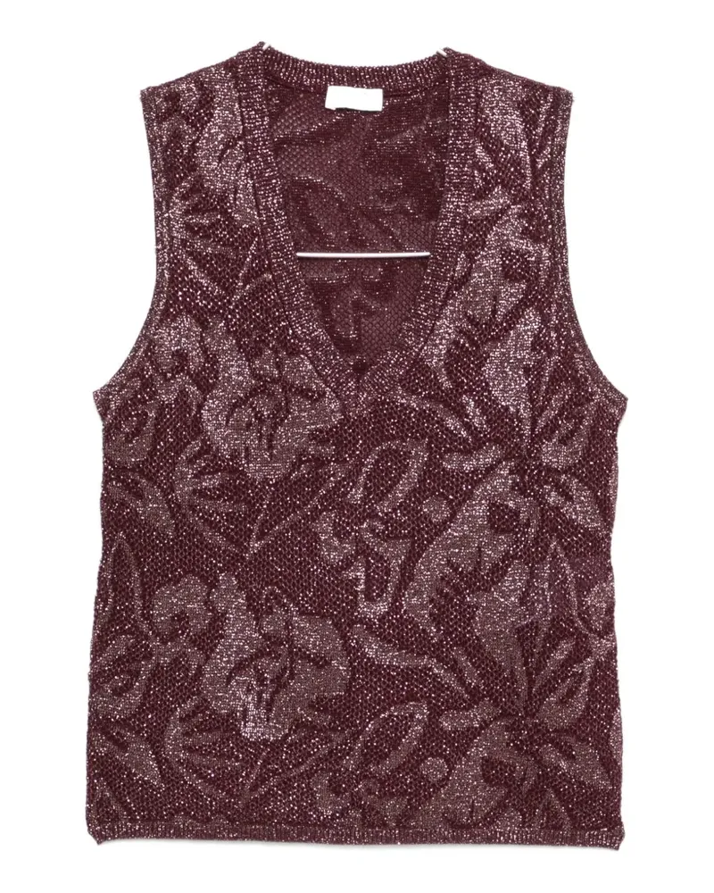 Liu Jo floral-jacquard metallic top - Violett Violett