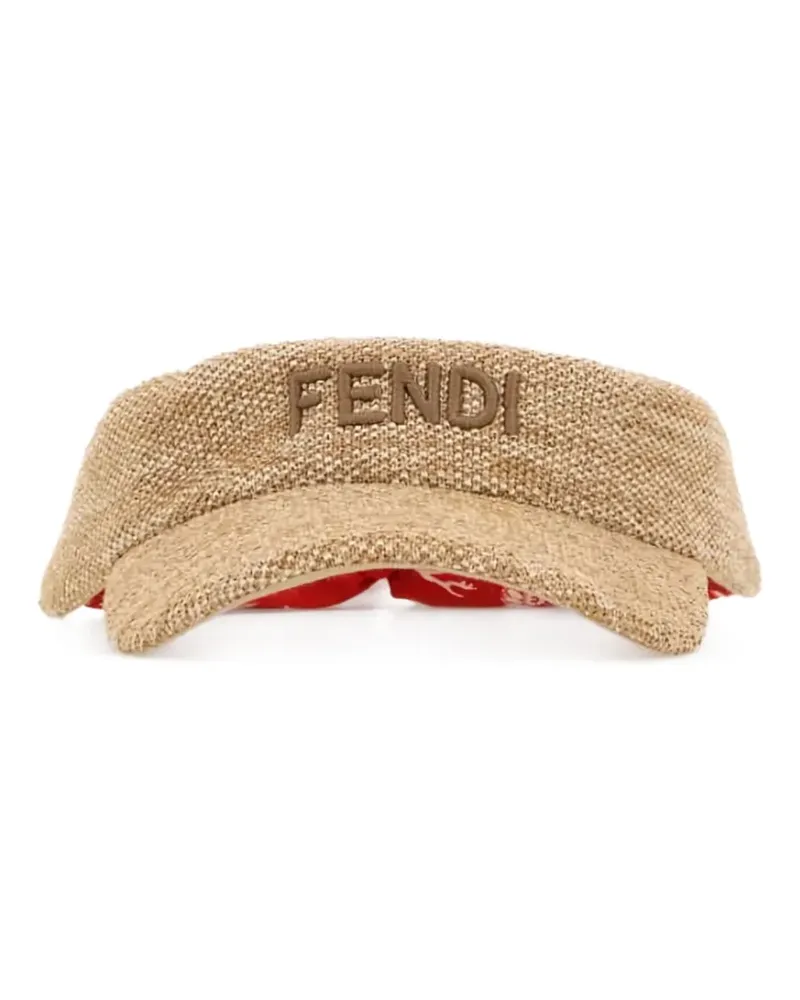 Fendi Sonnenblende aus Raffiabast - Nude Nude