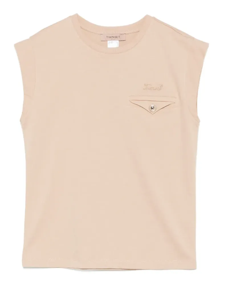 Twin-Set Top mit Brusttasche - Nude Nude