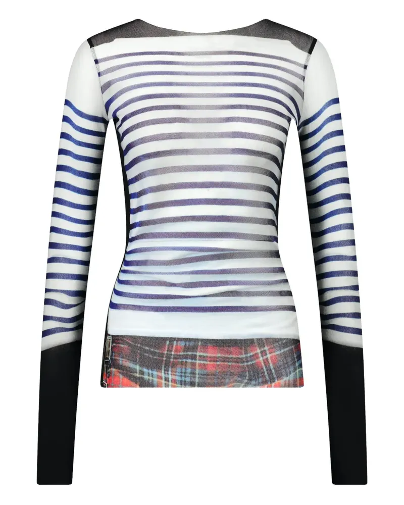 Jean Paul Gaultier Gestreiftes Langarmshirt - Weiß Weiß